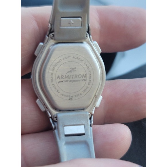 Armitron Pro Sport 45/7012 Digital Watch Silver Tone Silver Silicone Day Date - Picture 7 of 11
